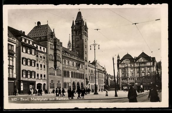Cartes postales: AK Basel, Marktplatz mit Rathaus – D'occasion à Berlin par bartko-reher