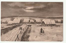 Postkarte "Bonne Année" 1912 Motiv: Winterliche Dorfansicht