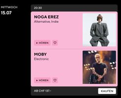 2 Tickets NOGA EREZ + MOBY – Montreux Jazz Festival – 15.07.