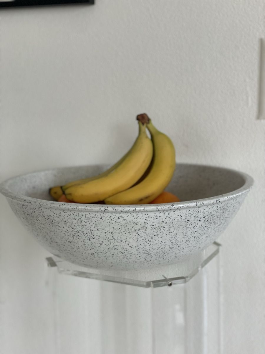 Ciotole: Large Ceramic Fruit Bowl, White Granite Look, Vintage – Usato da Richterswil venduto da Prangins9 1