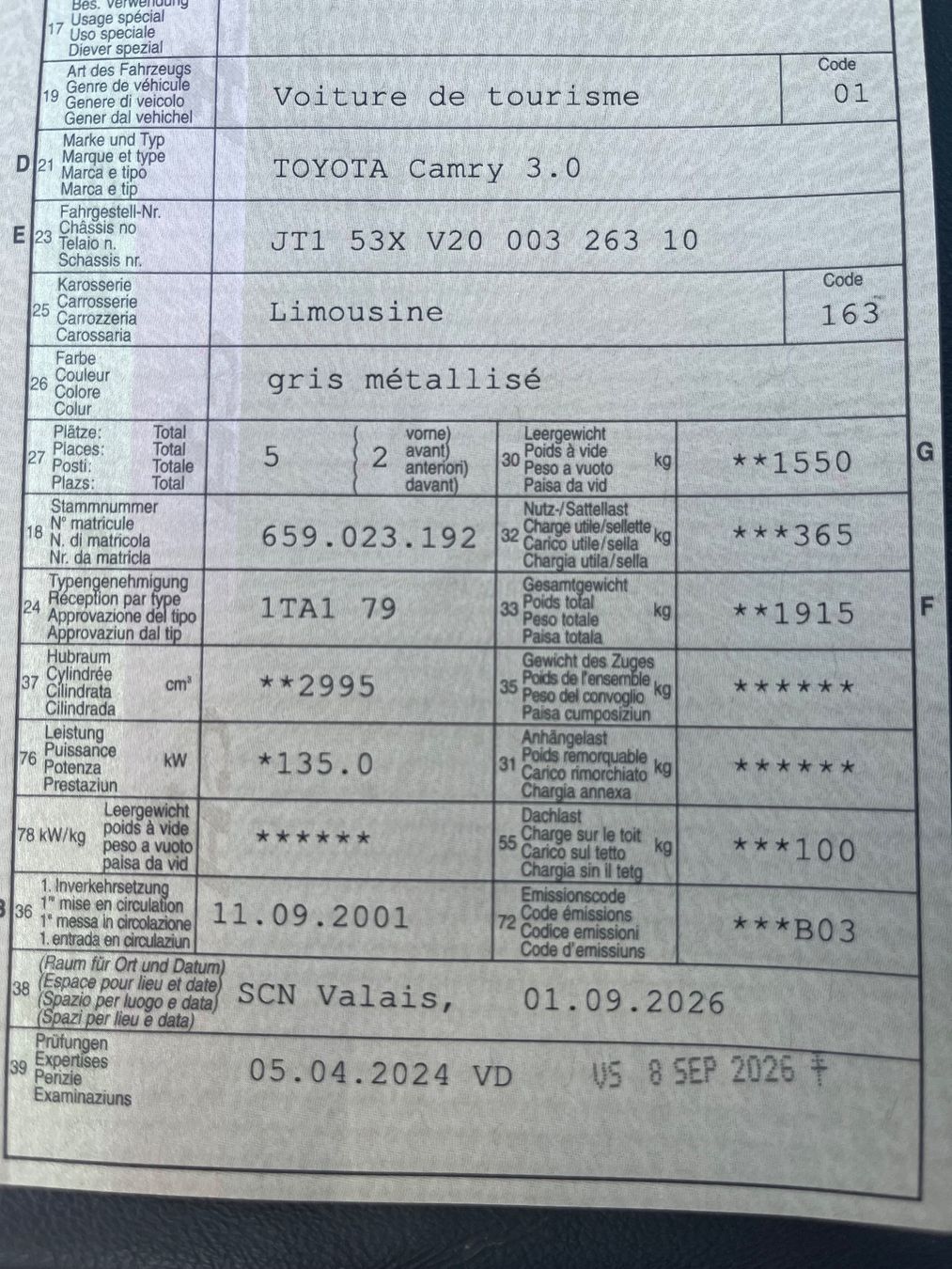 Toyota Automobili: Toyota Camry 3.0 v6 – Usato da Aproz (Nendaz) venduto da che_dn5d 8