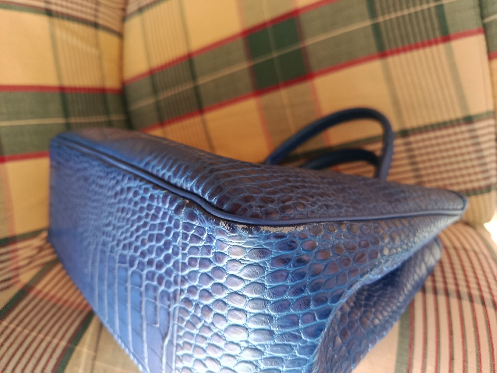 Longchamp Borse da donna: Longchamp Roseau Croco blau – Usato da Küsnacht ZH venduto da turtlehouse 2