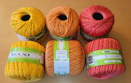 600g Wolle Garn - gelb orange koralle - 100g = 70m