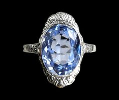 Antik Jugendstil synth. Spinell Ring 333 Gold und Silber 935