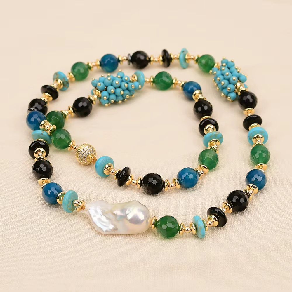 Ketten: Lua 60 cm Achat Perle Halskette Echt Collier agates perle – Neu (gemäss Beschreibung) aus Prilly von ilyria73 1