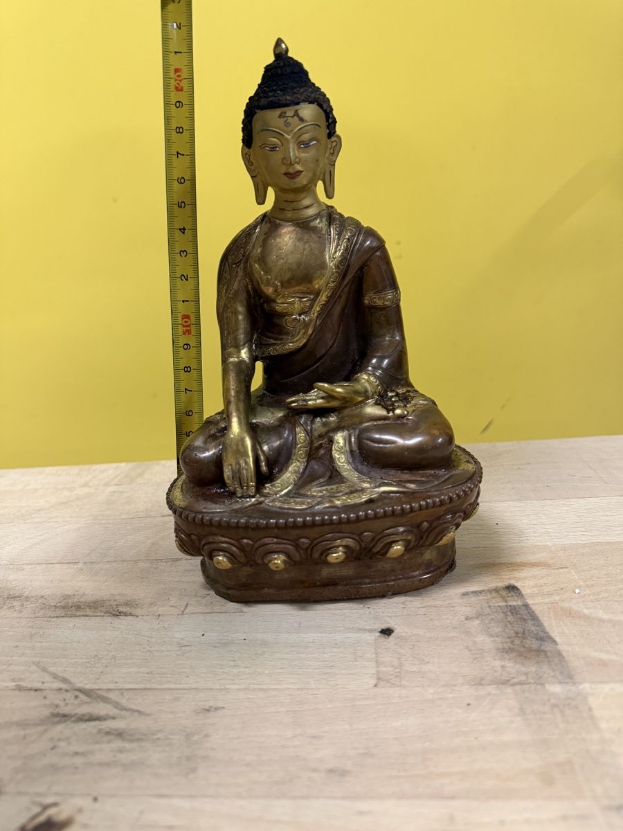 Statuette: Buddha Figur Messing Sitzend mit Sockel antik – Usato da Strengelbach venduto da RaenAntikDesign 8