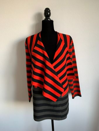 AKRIS punto: neu/ungetragen - rot gestreifte Woll-Jacke, 38