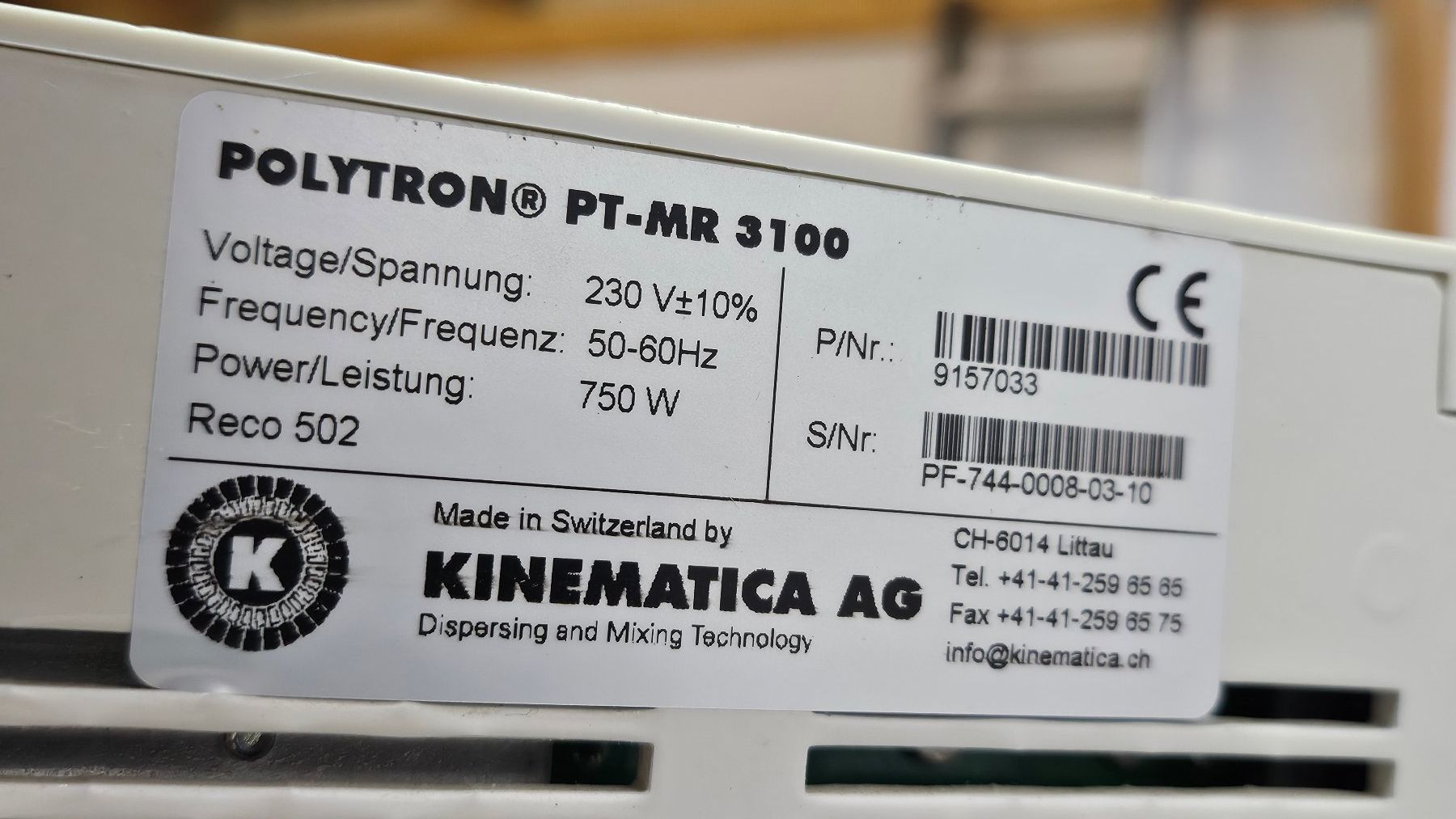 Tutte le macchine: Kinematica POLYTRON PT-MR 3100 Labor-Dispergiermaschine – Usato da Breitenbach venduto da Cycron_GmbH 3