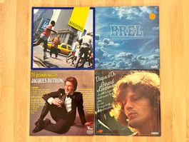 4 x vinyl, LP, chansons, Brel, Nougaro, Dutronc, Lenorman
