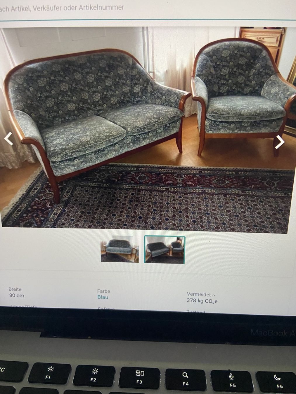 Divani: GRATIS 2- Sofa und Sitz, Samt blau/grau – Usato da Wald ZH venduto da Dorita777777