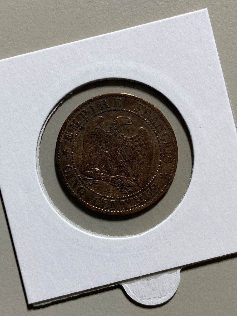 Alle Münzen: France - 5 centimes - 1862 A  – Gebraucht aus Payerne von Mike1682 1