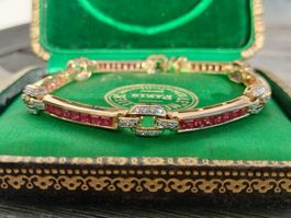 Vintage Rubin Diamant Tennis Armband Gold 750