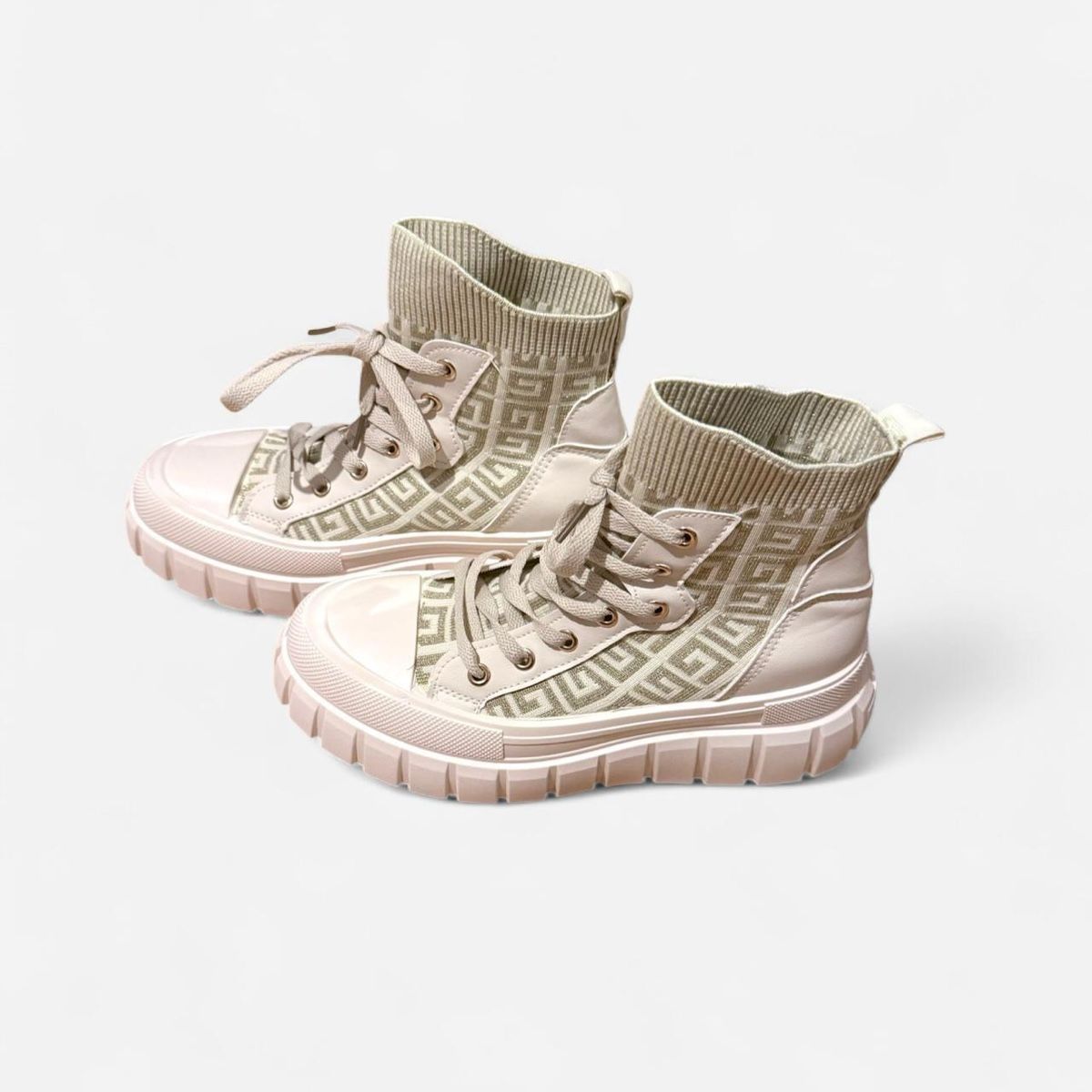 Scarpe da donna: Cream/Gold High Top Sneakers – Nuovo e nell'imballaggio originale da Basel venduto da 1moonstar 2
