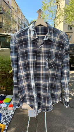 Herren Flanellhemd kariert blau weiss Grösse XL gebraucht
