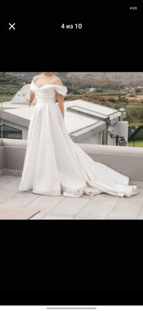 Hochzeitskleid off-shoulder weiss A-Linie gebraucht