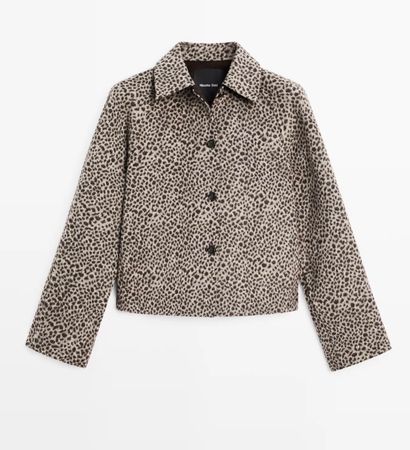 Massimo Dutti Short Wool Blend Animal Print Coat