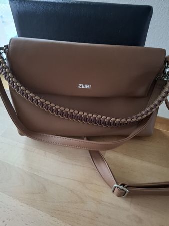 Damen Handtasche braun ZWEI Leder Schultertasche neu