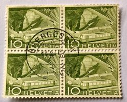  Viererblock Nr.299 Stempelt 1949 Obergösgen  Landschaften 