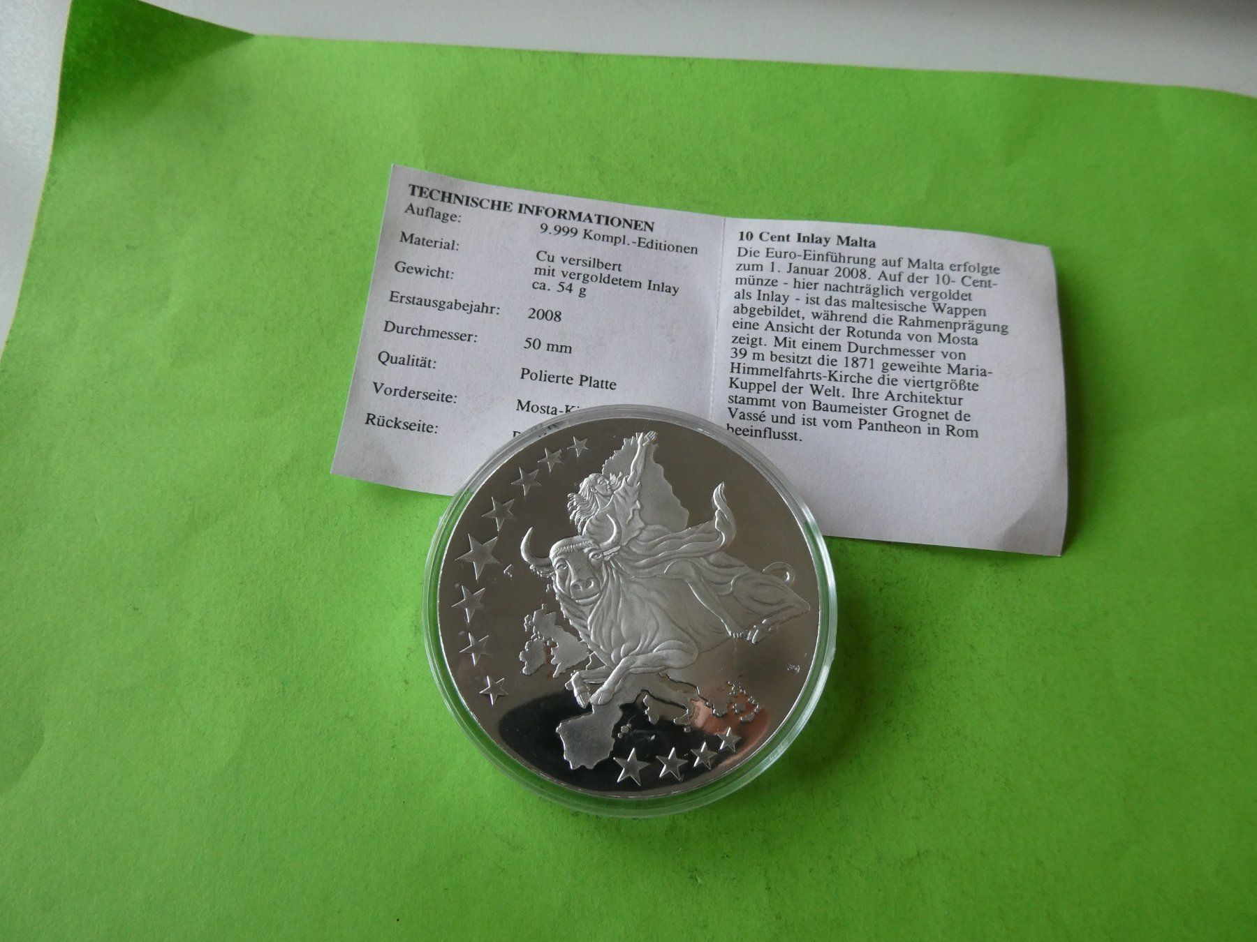 Medaglie: versilberte Medaille PP, Malta 2008 mit Zertifikat – Usato da Hinterforst venduto da Rohusri 1