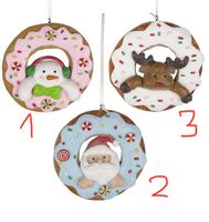 Baumschmuck Donuts mit Schneemann Samichlaus und Rentier