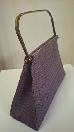 Vintage Tasche ,stabiles Bastgeflecht, Messingbügel , 1960