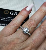 Bague argent avec diamant de moissanite de 1 ct certifié GRA