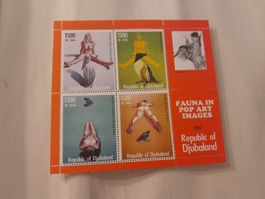 Rare! Bloc de 4 timbres Djubaland 1999 - Pop Art Images