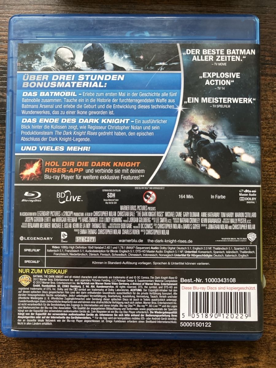 Tutti i DVDs: The Dark Knight rises BluRay – Usato da Glarus venduto da Jhuber78 1