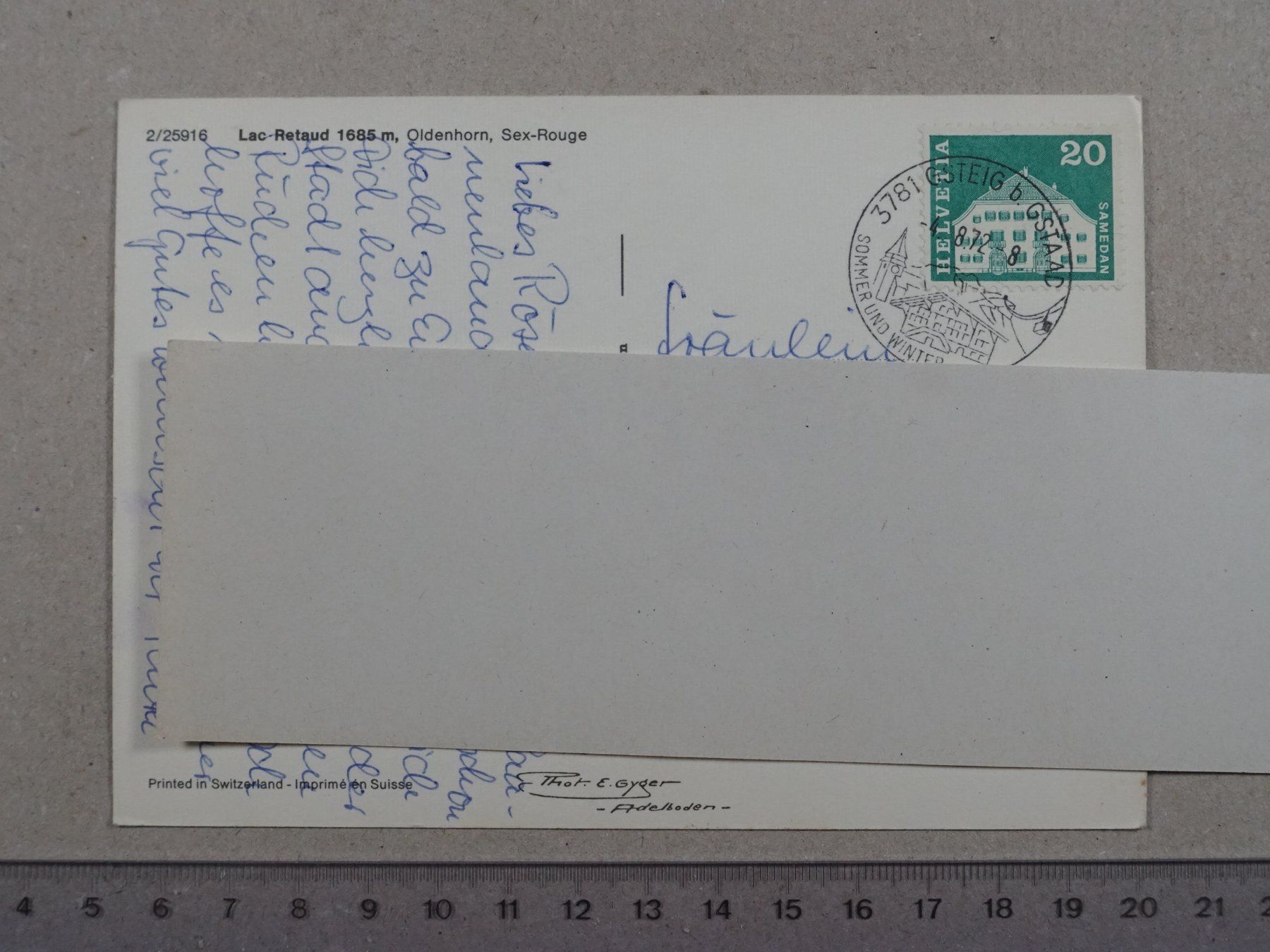 Cartoline postali: Lac Retaud, Oldenhorn, 1972 – Usato da Lenzburg venduto da fh1 1