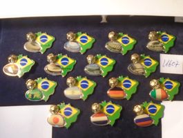 15 ver Seltene Fussball WM Brasilien 2014 Pins, (U607)