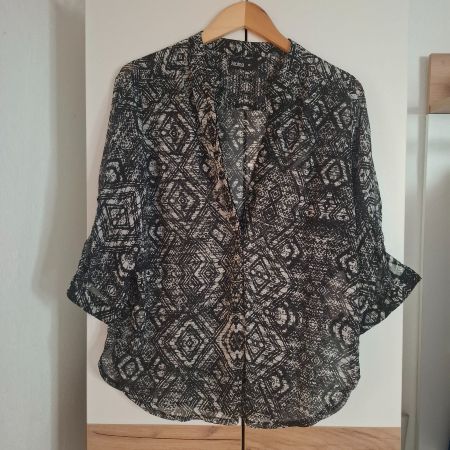 Damen Bluse, schwarz/weiss, Gr. 36