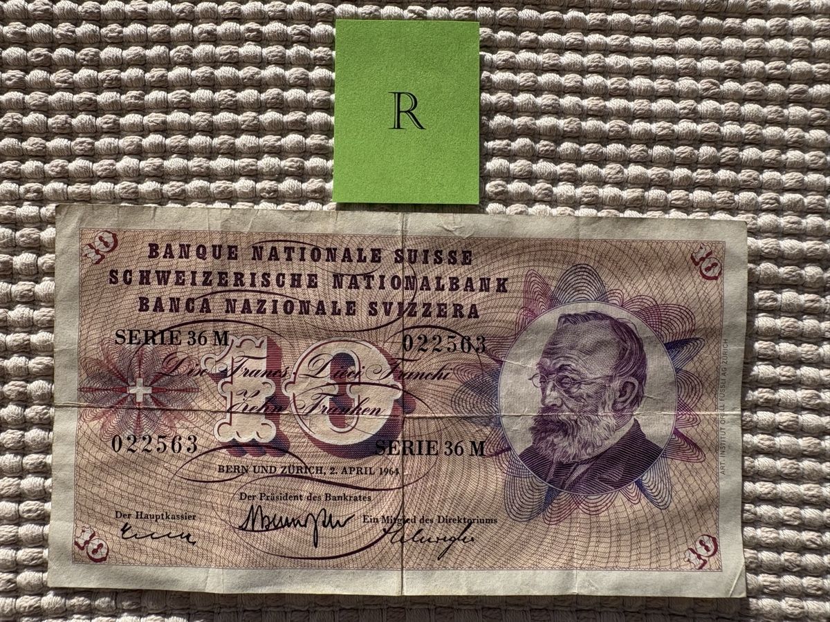 Banconote: 10 Fr. Banknote Schweiz / Serie 36M – Usato da Rümlang venduto da SchumBru10