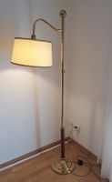 Vintag Stehlampe Messing & Nussbaumholz Halogen von OMI 60er