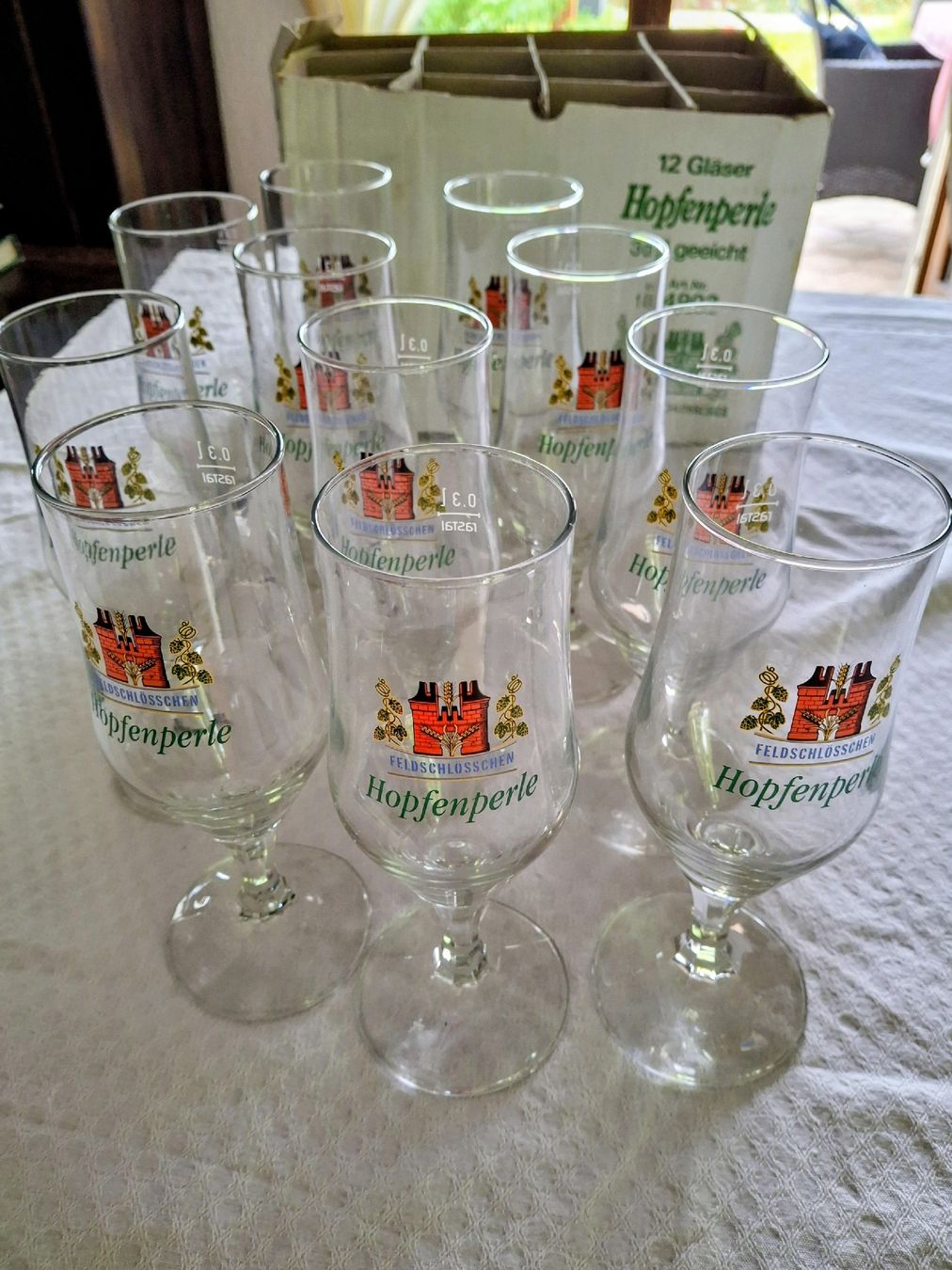 Feldschlösschen Verres: 11 Biergläser Original Feldschlösschen – Neuf (Voir description) à Môtier (Vully) par Champperbou