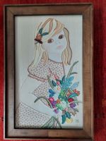 Stoffcollage von Heidi Caviezel Blumenmädchen