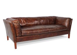 Sofa "Clive" Braun Leder Vintage, 3 Plätze