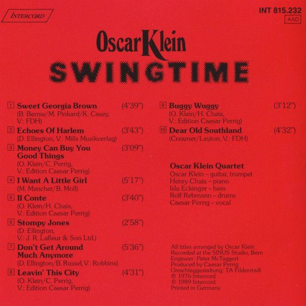 CD: Oscar Klein SWINGTIME Henry Chaix Isla Eckinger Jazz CD – Usato da Kandergrund venduto da Sososo 3