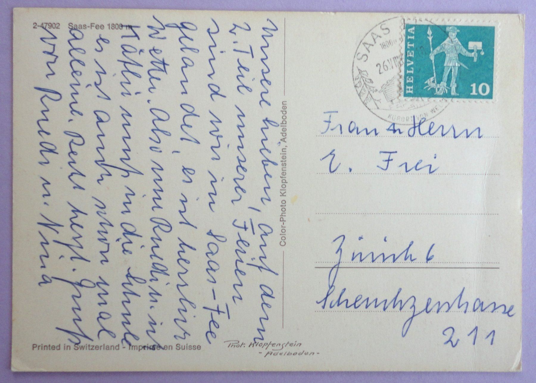 Cartes postales: Saas-Fee 1800 m – D'occasion à Fétigny par Billy2miny 1