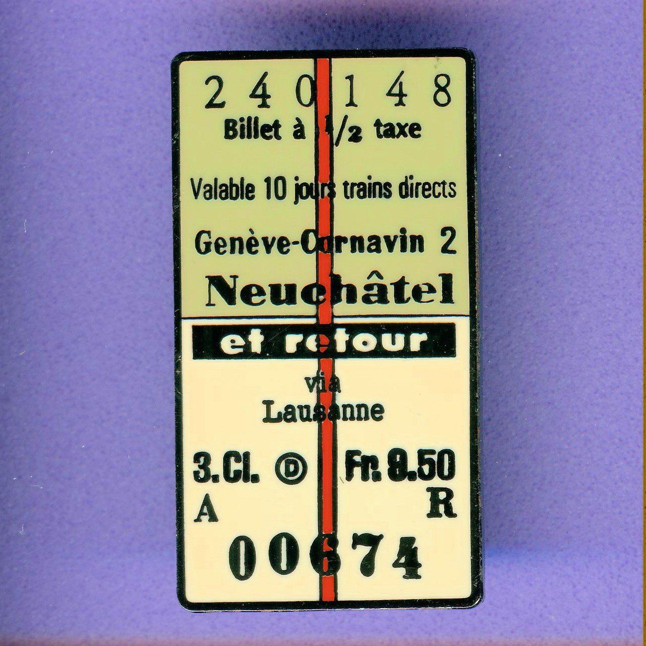 Placchette & Badge: Billett  Neuchatel - Genève – Usato da Winterthur venduto da Sammleroase
