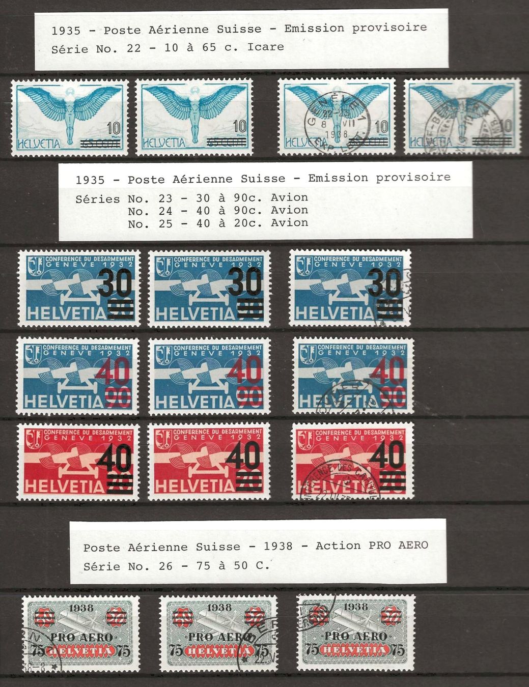 Alle Briefmarken: Flugpost Ausgaben 1932 - 1938 – Gebraucht aus Gümligen von Geniusbuy 1