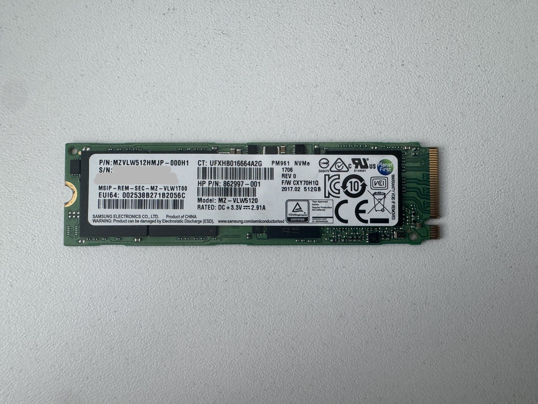Samsung Harddisks: Samsung PM961 NVMe SSD – Gebraucht aus Bremgarten AG von joker_eat_world