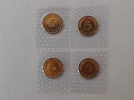 4x 5 Pfennig 1981 Stgl