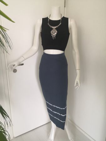 🤩MANGO STRETCH-ROCK BLAU MIT ELAST & PATIK STREIFEN WEISS
