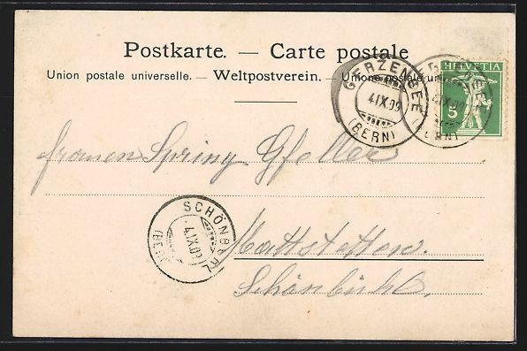 Cartoline postali: Gerzensee, Ortsansicht mit Kirche und Ge – Usato da Berlin venduto da bartko-reher 1