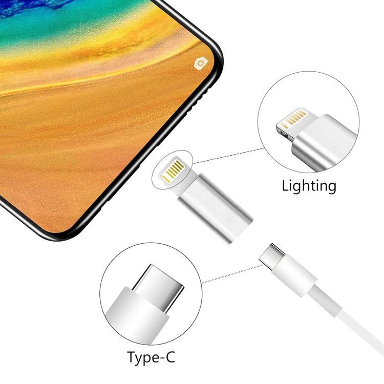 USB-C zu Apple Lightning Adapter aus Aluminium (fabrikneu) 3