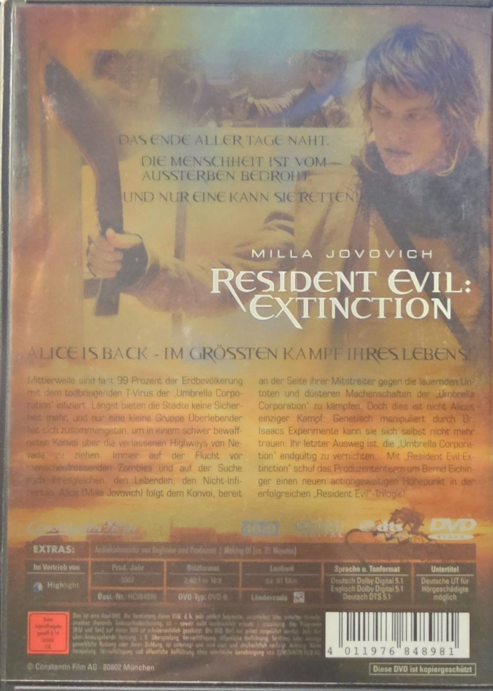 Tutti i DVDs: Resident Evil - Extinction – Usato da Wahlen b. Laufen venduto da Cg10 1