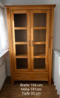 Massiver Holz Vitrinenschrank mit Beleuchtung (B:104cm)