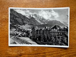 Alte Ansichtskarte von Wengen mit Jungfrau, gelaufen 1930
