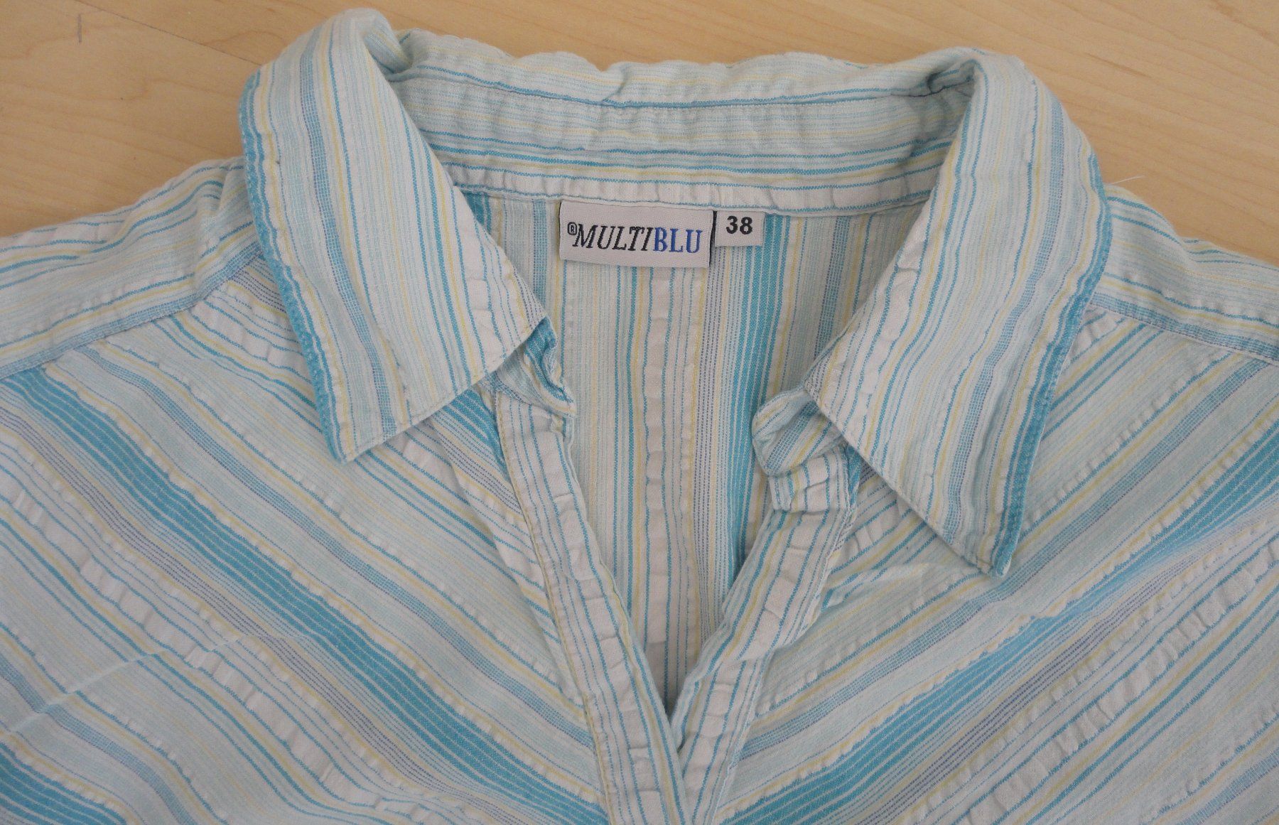 Camicette: Sommerbluse Gr. 38, weiss-türkis gestreift, Multiblu – Nuovo (secondo la descrizione) da Kriens venduto da angelaruediger 1