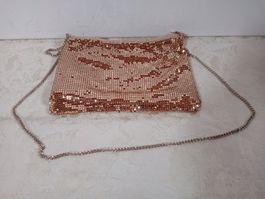 Zara Abendtasche Glitzer Gold Clutch Bag Handtasche Kette
